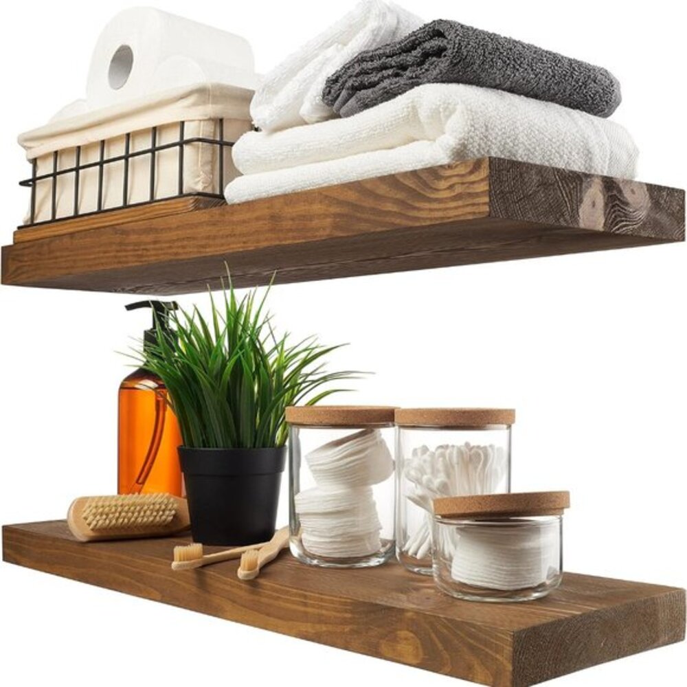 WORKSHOP Wood Floating Shelves Set of 2 -β Rustic Shelf 24 inch - Floating Shelf